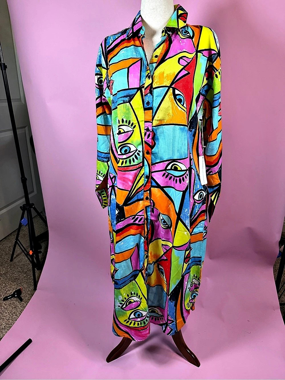 Live 4 Truth Women's Multicolor Geometric Midi Dress Like New